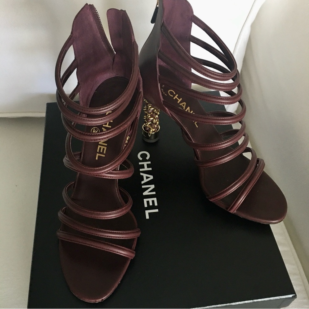 CHANEL sandals with chain link heel.  Size 8